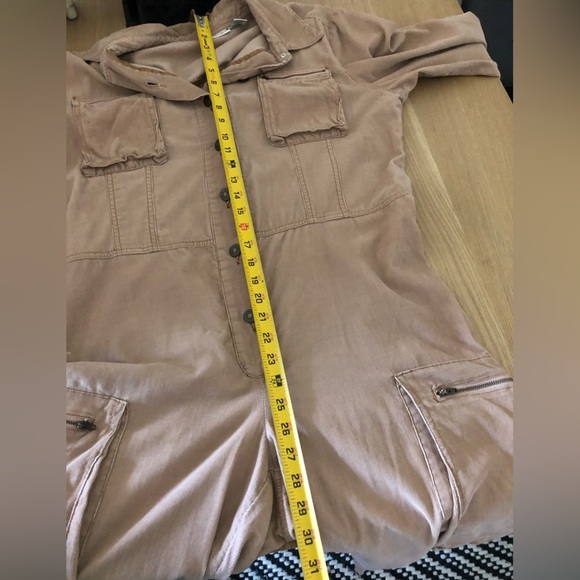 Vintage Tan Corduroy Long sleeve Jumpsuit, Cargo style & ruffle hem•••Jeanology - Picture 12 of 15